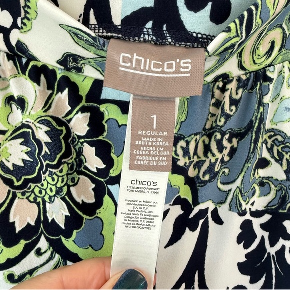 Chico's 1 pull on wide leg stretchy pants boho floral paisley - Picture 8 of 11